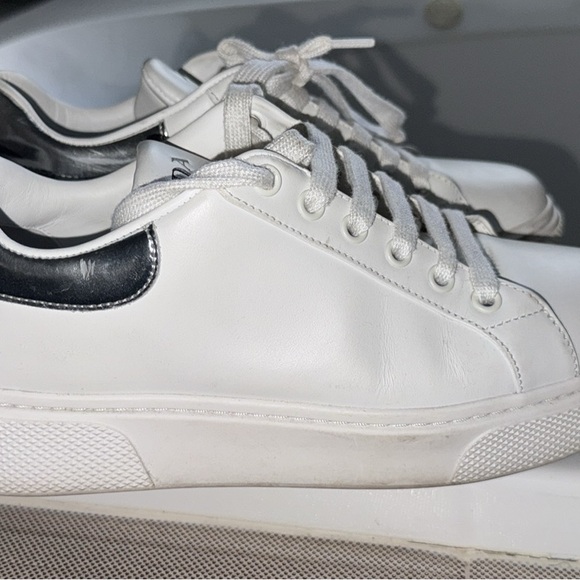 Prada Classic White Lace-Up Sneakers - Picture 3 of 7